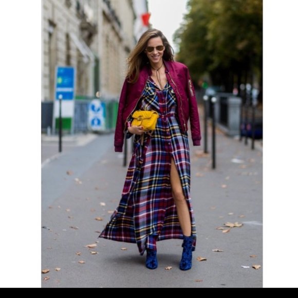 L'AGENCE Plaid multi color flannel maxi dr… - Picture 1 of 12